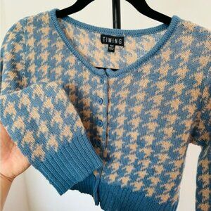 Preppy style, Y2K timing cropped cardigan